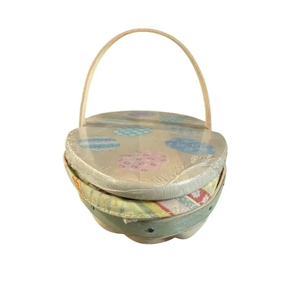 Longaberger Small Easter Egg Shaped Basket 2009 Lid Liner Tie-on Protector New